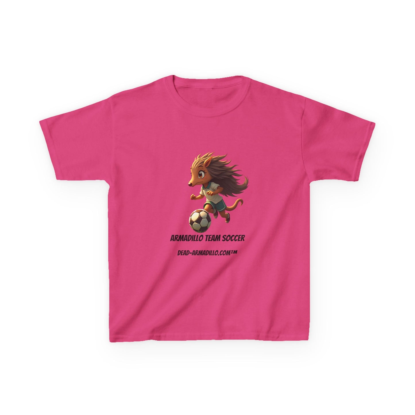 Kids Soccer T‑Shirt — Armadillo Team Soccer Cute Mascot Tee