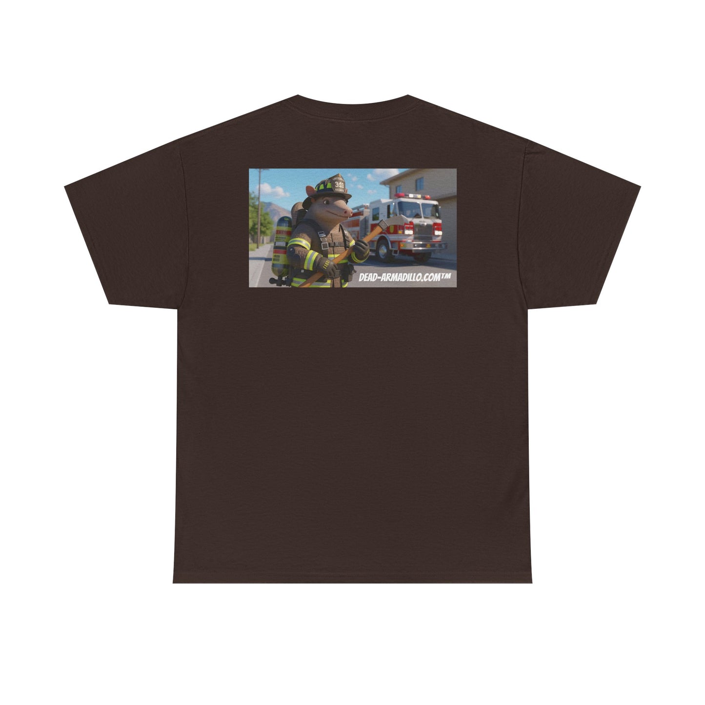 Firefighter Armadillo Tee |  Custom Two Sided Print  | Graphic Tee | Unisex Heavy Cotton Shirt | Fun Animal T-Shirt