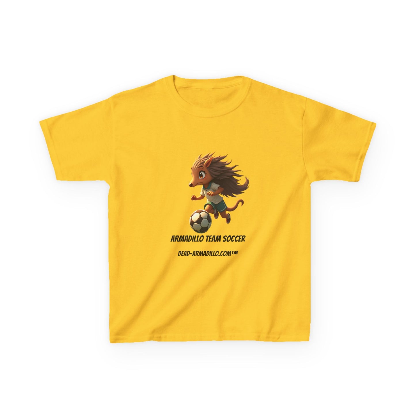 Kids Soccer T‑Shirt — Armadillo Team Soccer Cute Mascot Tee
