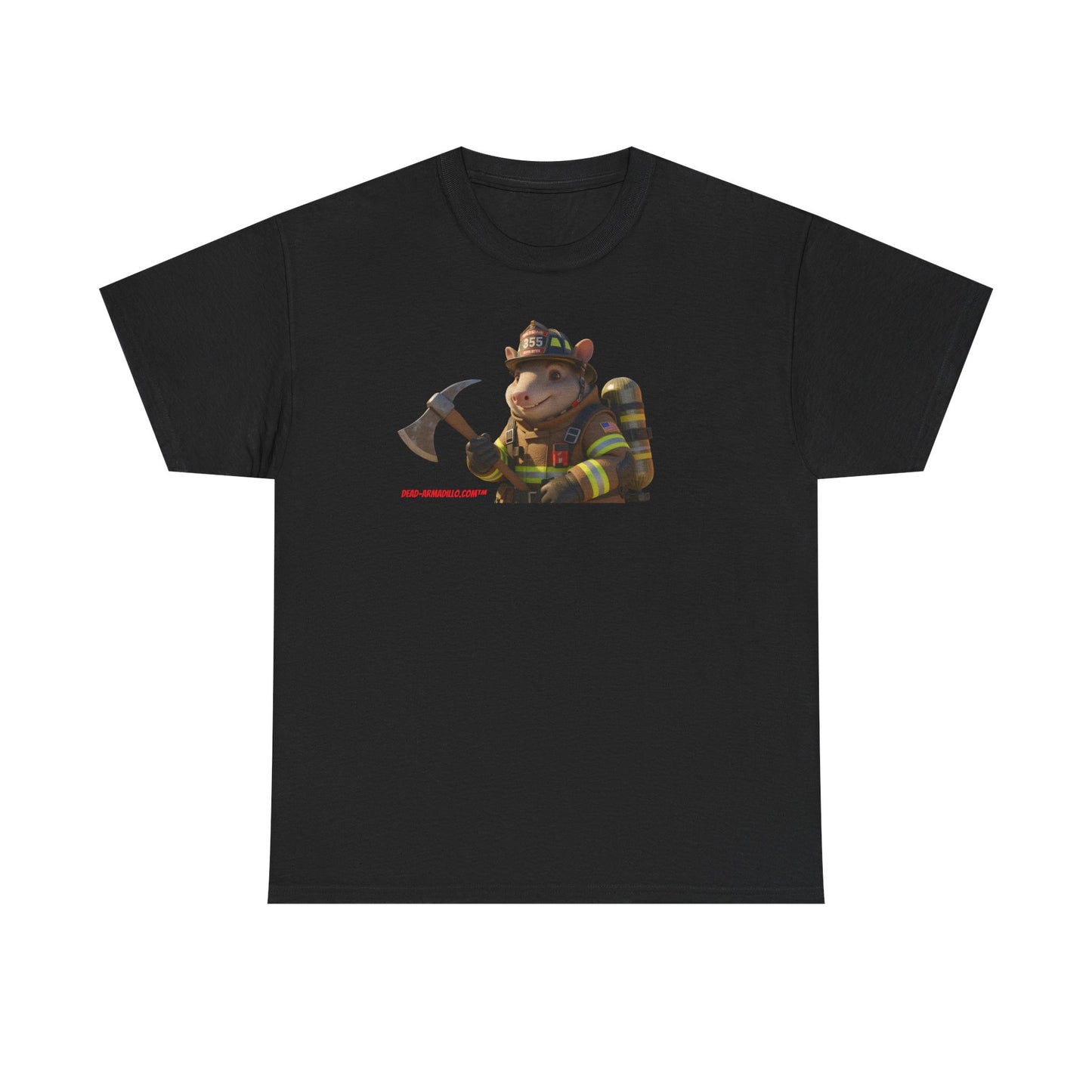 Firefighter Armadillo Tee | Custom Two Sided Print | Graphic Tee | Unisex Heavy Cotton Shirt | Fun Animal T-Shirt