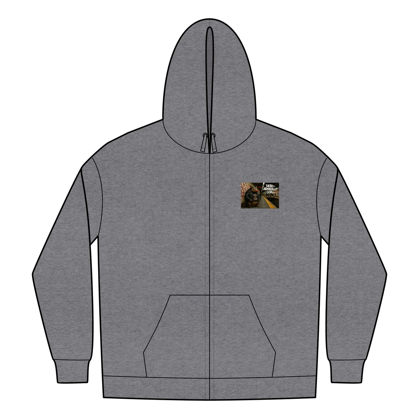 Dead-Armadillo.com | NY City Subway | Custom Two Sided Print  | Graphic Zip up Sweatshirt | Unisex Heavy Cotton