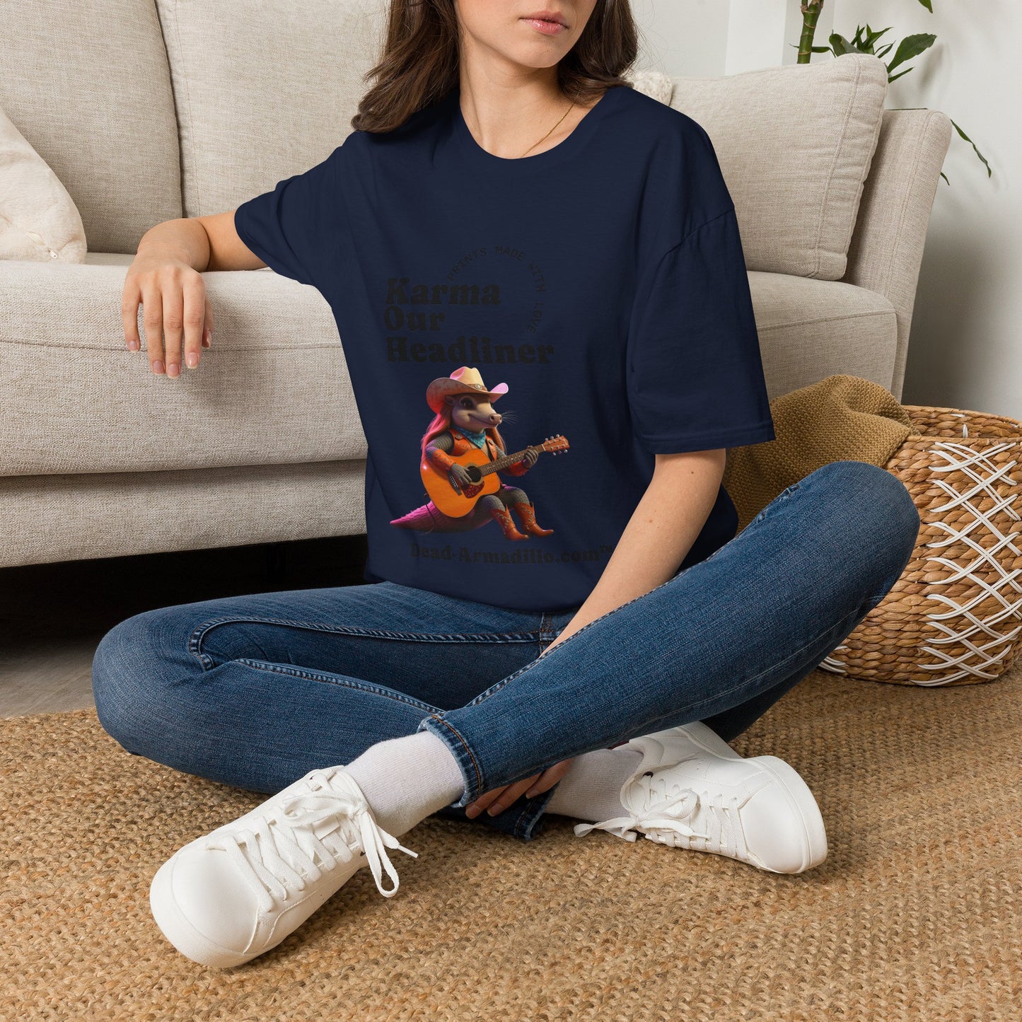 Karma "Our Headliner" | Playing Guitar Graphic Tee | Dead-Armadillo.com™