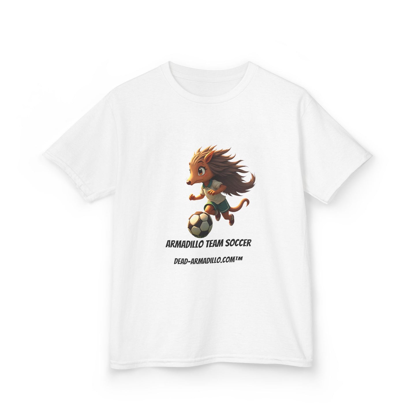 Kids Soccer T‑Shirt — Armadillo Team Soccer Cute Mascot Tee