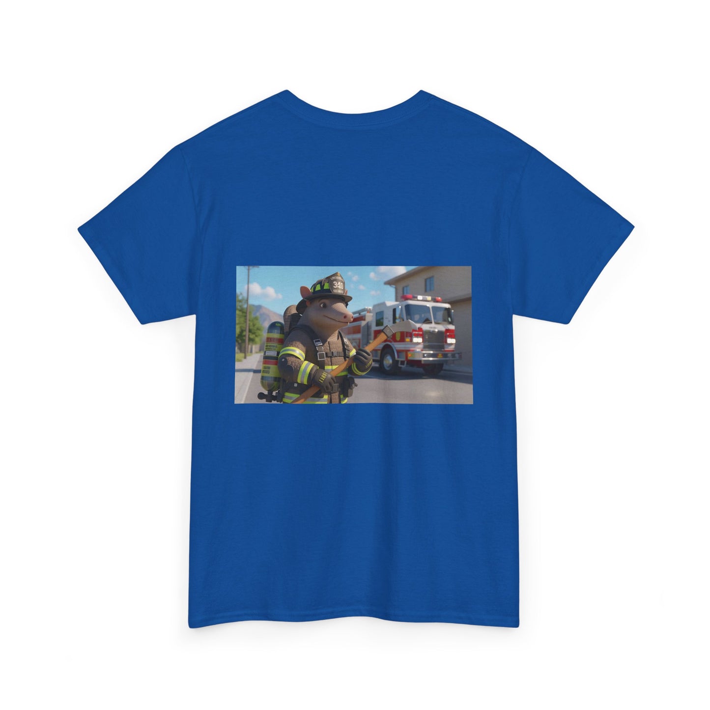Firefighter Armadillo Tee | Custom Two Sided Print | Graphic Tee | Unisex Heavy Cotton Shirt | Fun Animal T-Shirt