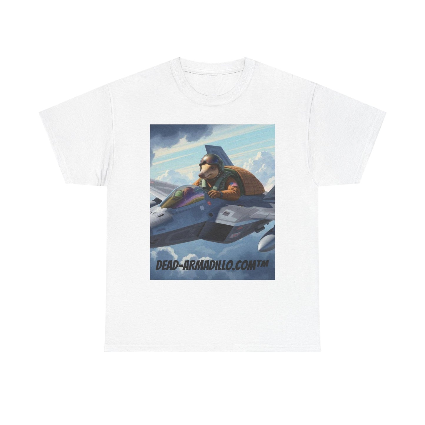 "Aviator Tee | Armadillo Flying a Jet Plane | Custom made by Dead-Armadillo.com™ | Clouds Zoom | Wild Blue Yonder"