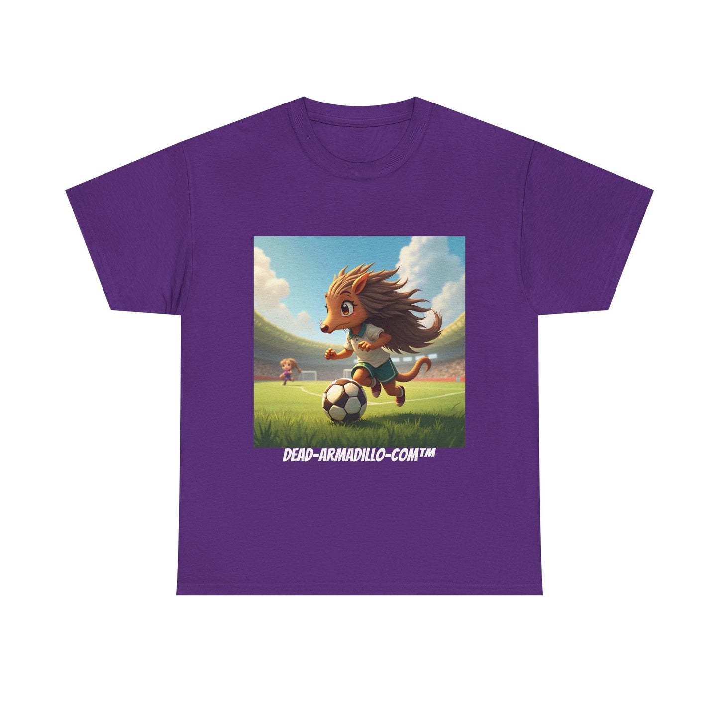 Adults Soccer Armadillo T-Shirt | Cute Playing Soccer Graphic Tee | with Background