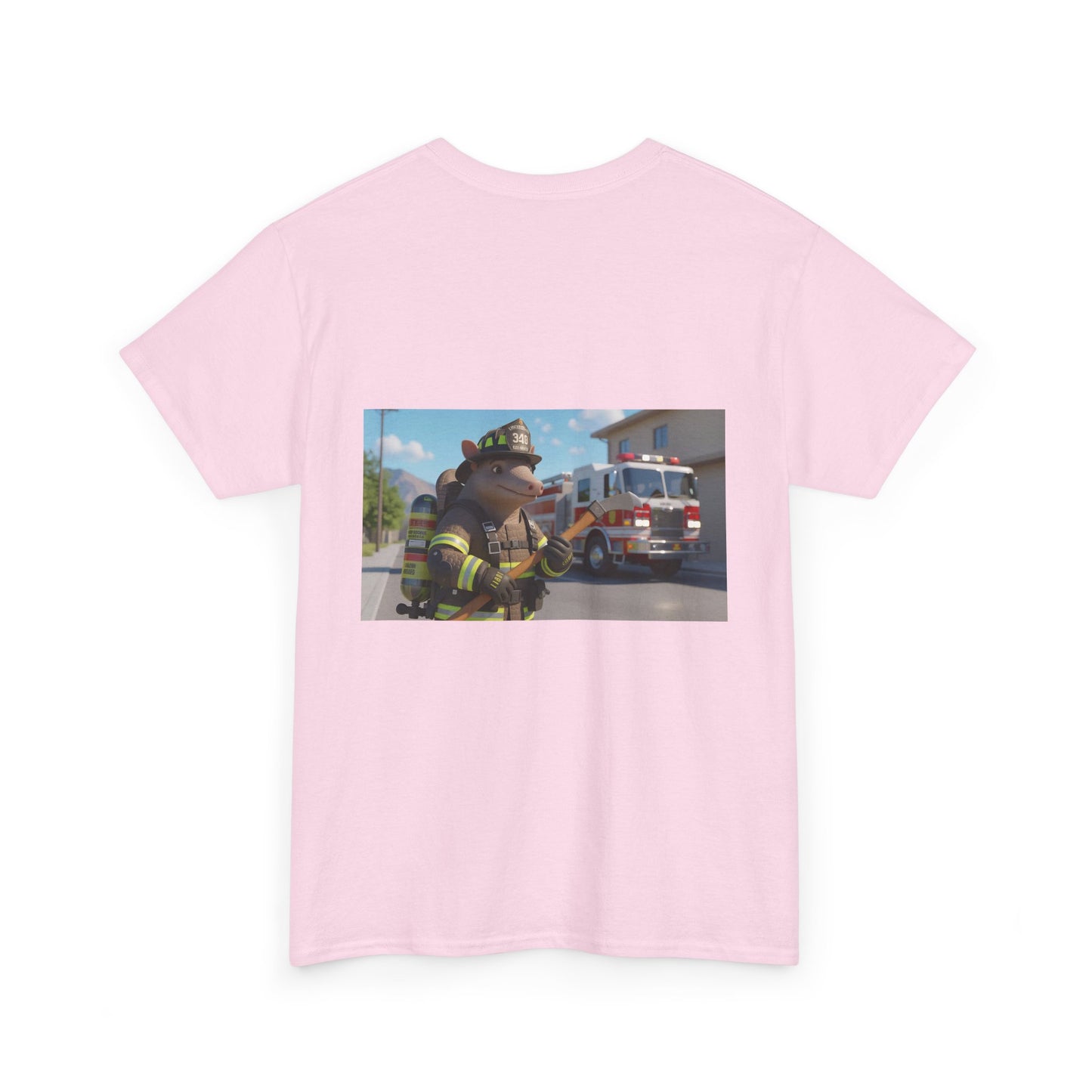 Firefighter Armadillo Tee |  Custom Two Sided Print  | Graphic Tee | Unisex Heavy Cotton Shirt | Fun Animal T-Shirt