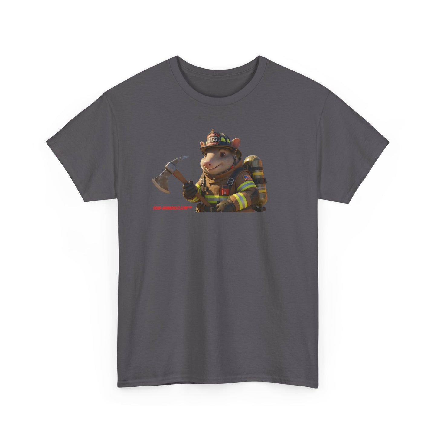 Firefighter Armadillo Tee | Custom Two Sided Print | Graphic Tee | Unisex Heavy Cotton Shirt | Fun Animal T-Shirt