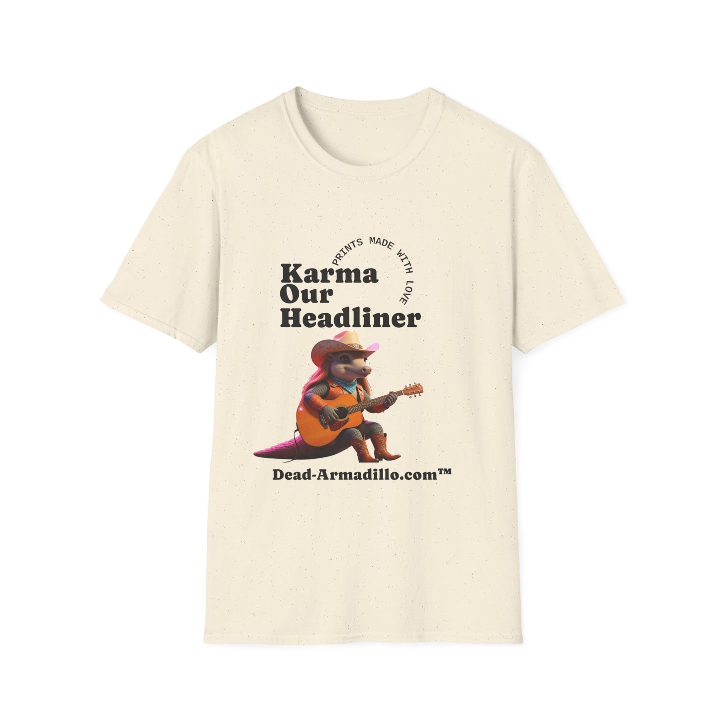Karma "Our Headliner" | Playing Guitar Graphic Tee | Dead-Armadillo.com™