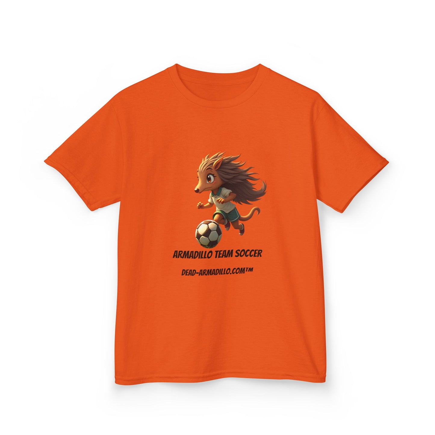 Kids Soccer T‑Shirt — Armadillo Team Soccer Cute Mascot Tee