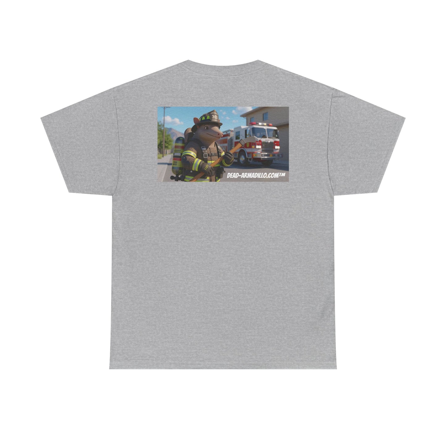 Firefighter Armadillo Tee |  Custom Two Sided Print  | Graphic Tee | Unisex Heavy Cotton Shirt | Fun Animal T-Shirt