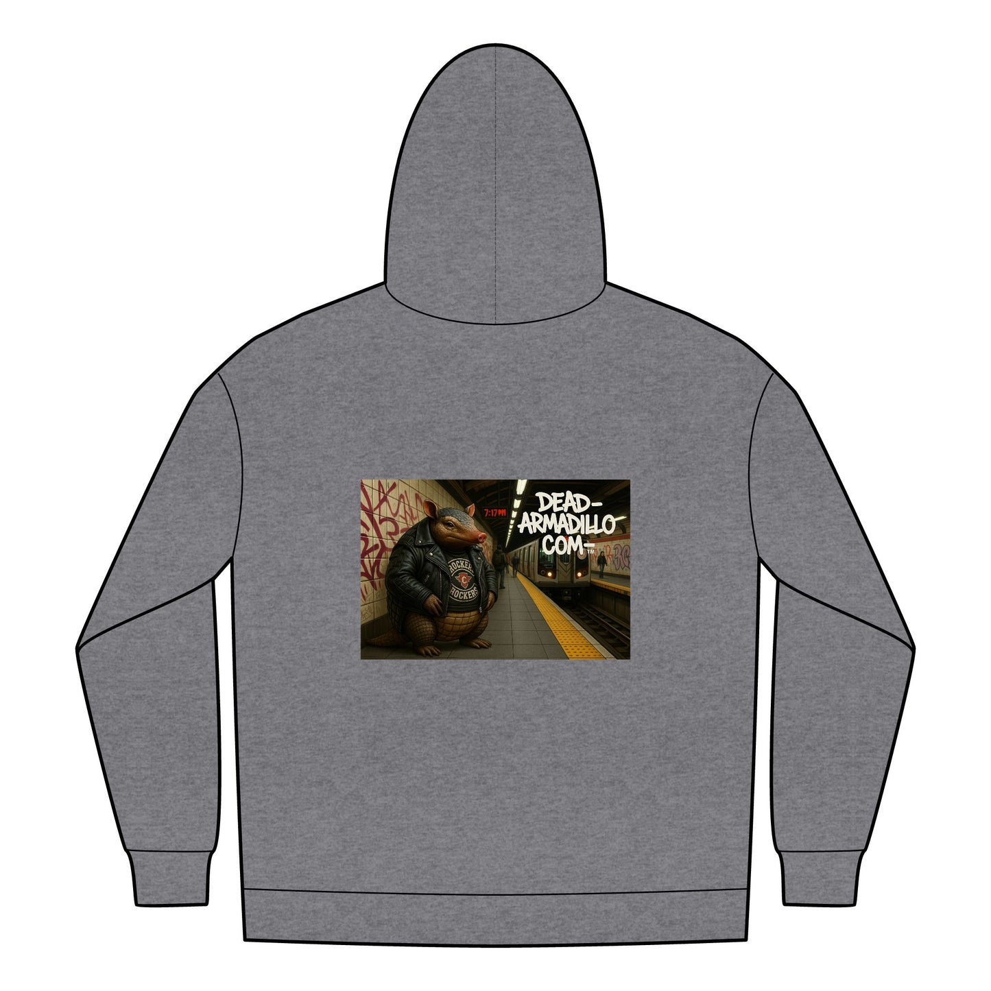 Dead-Armadillo.com | NY City Subway | Custom Two Sided Print  | Graphic Zip up Sweatshirt | Unisex Heavy Cotton