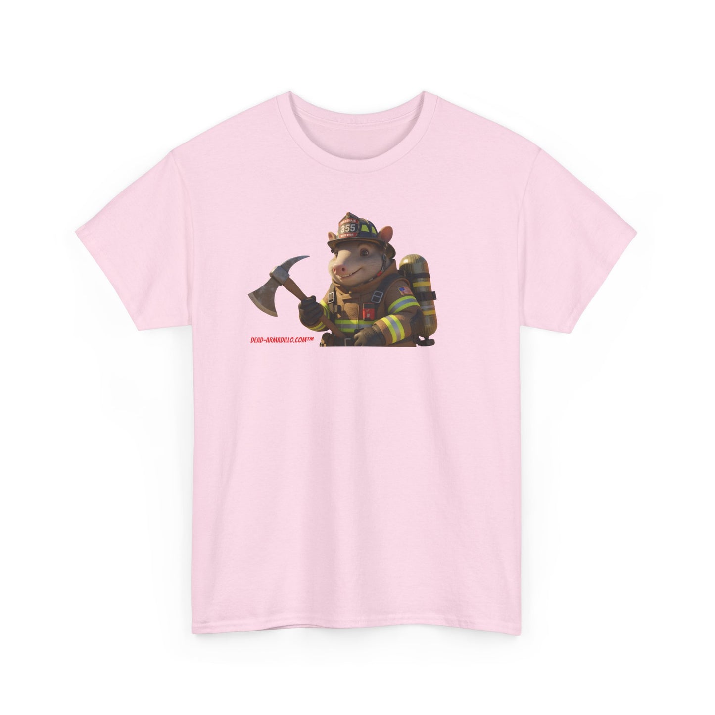 Firefighter Armadillo Tee |  Custom Two Sided Print  | Graphic Tee | Unisex Heavy Cotton Shirt | Fun Animal T-Shirt