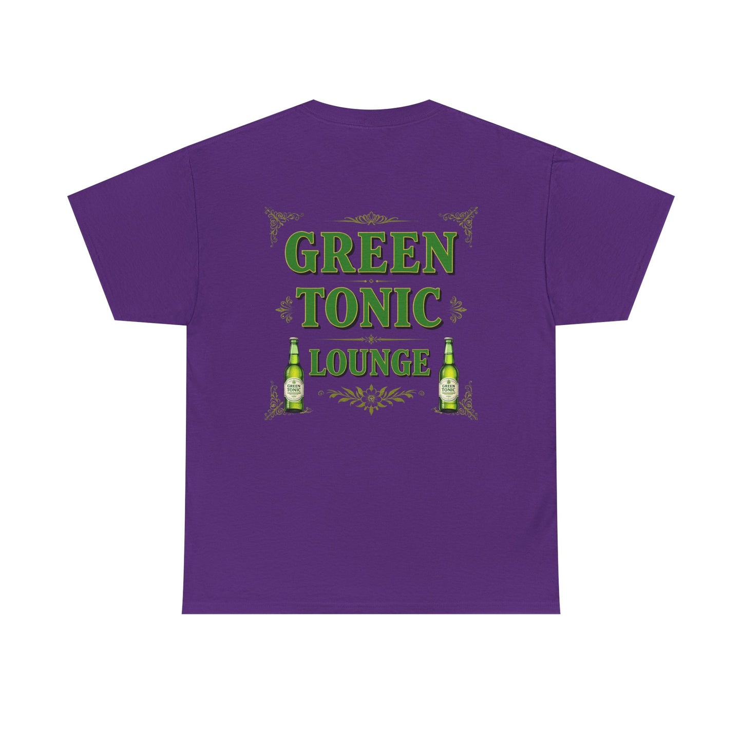 Green Tonic Lounge Tee | Bottles & Logo | Back of Shirt Graphic Design