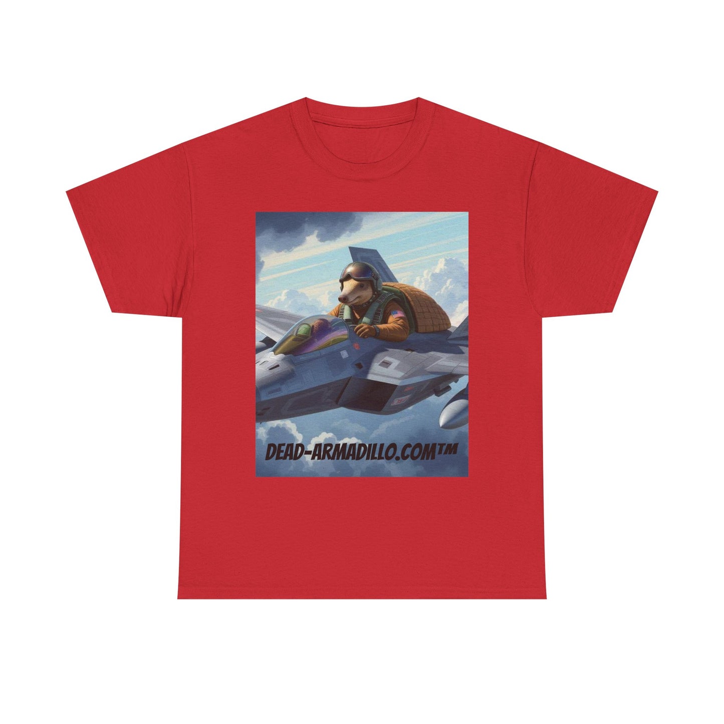 "Aviator Tee | Armadillo Flying a Jet Plane | Custom made by Dead-Armadillo.com™ | Clouds Zoom | Wild Blue Yonder"