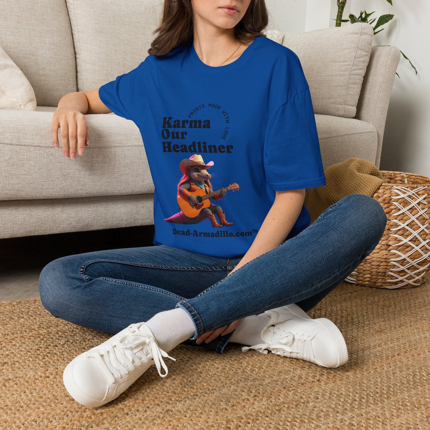 Karma "Our Headliner" | Playing Guitar Graphic Tee | Dead-Armadillo.com™