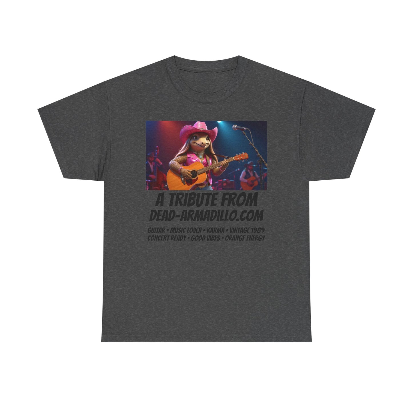 "Armadillo playing the Guitar | Tribute | Karma | Swifties | World Tour | Orange | Fun Graphic Design | Perfect for Casual Wear | Music Lovers | Concerts | Gift for Friends"