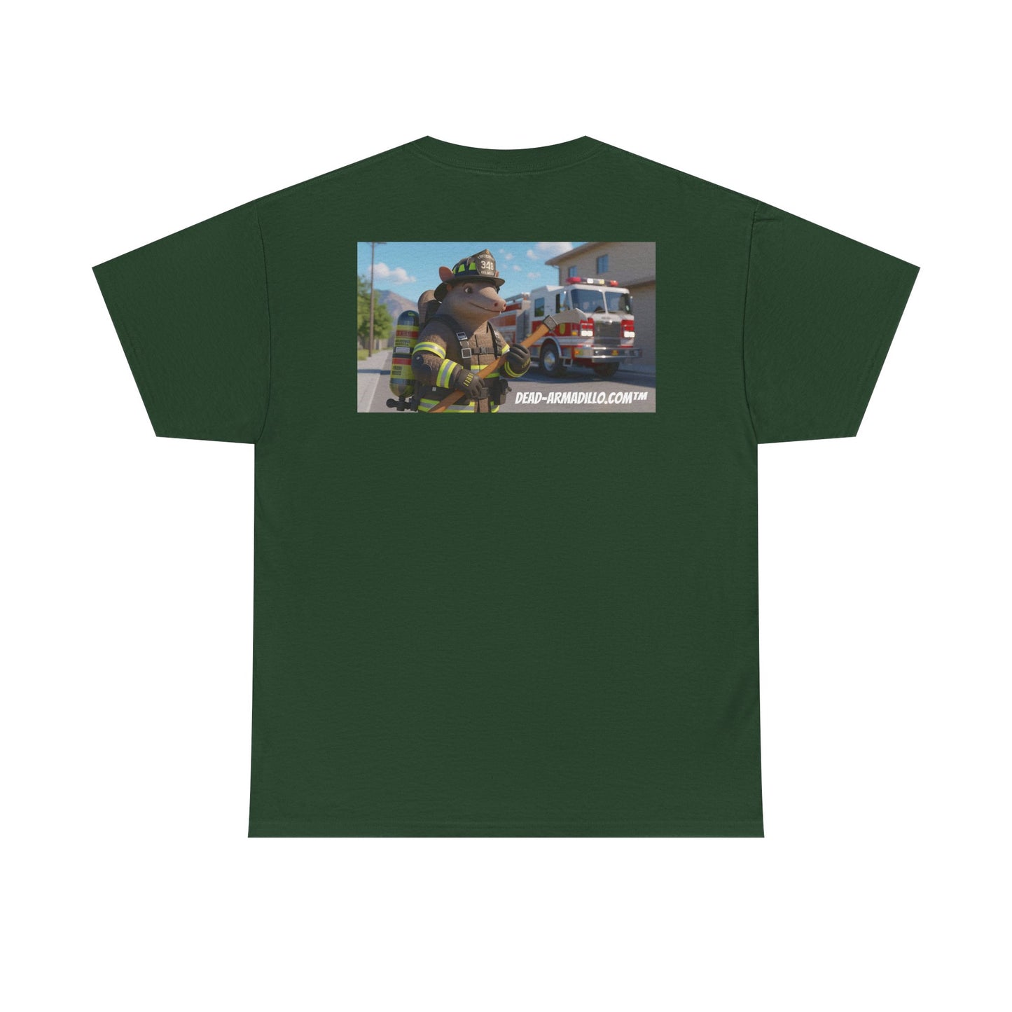 Firefighter Armadillo Tee |  Custom Two Sided Print  | Graphic Tee | Unisex Heavy Cotton Shirt | Fun Animal T-Shirt
