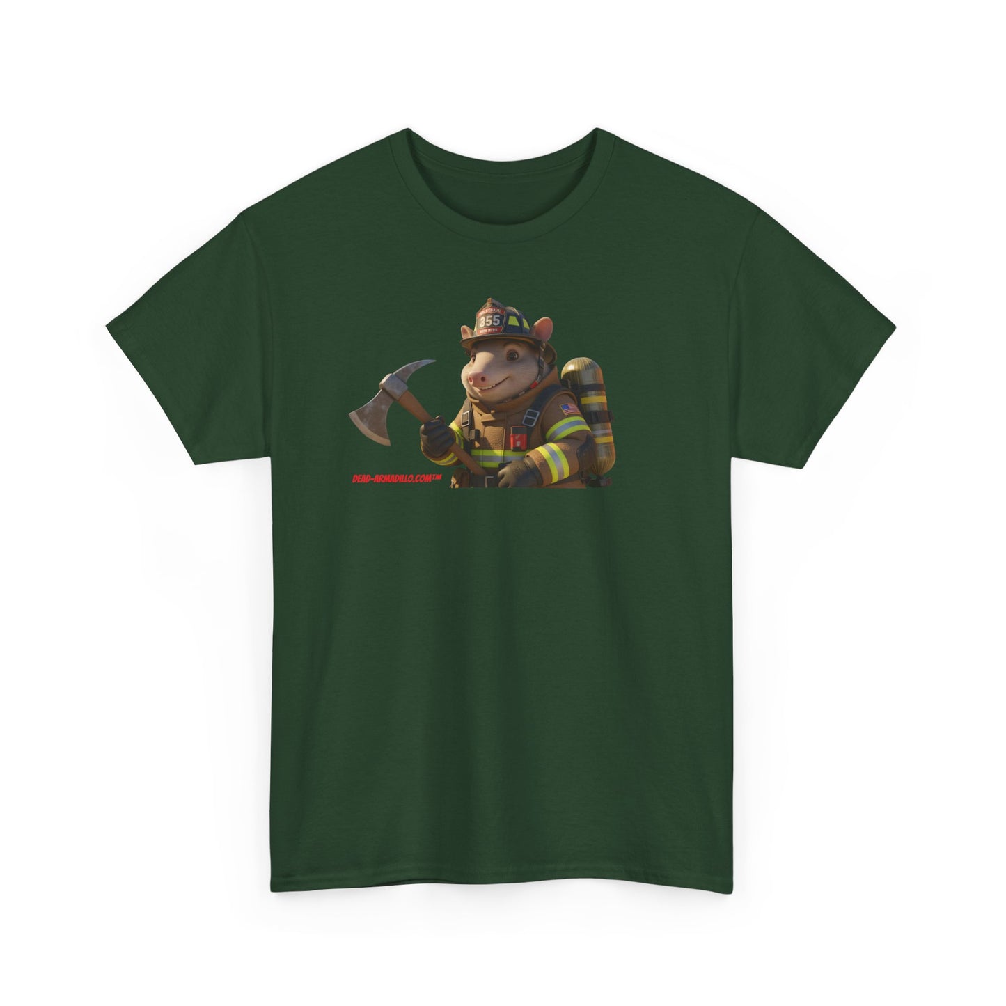 Firefighter Armadillo Tee |  Custom Two Sided Print  | Graphic Tee | Unisex Heavy Cotton Shirt | Fun Animal T-Shirt