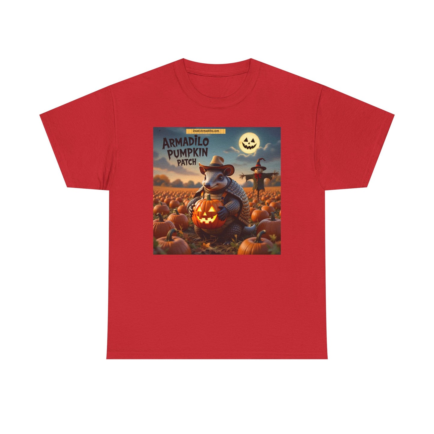 "Cute Armadillo Pumpkin Patch Unisex Heavy Cotton Tee | Fall Apparel | Halloween T-Shirt | Autumn Fashion | Cute Animal Shirt"
