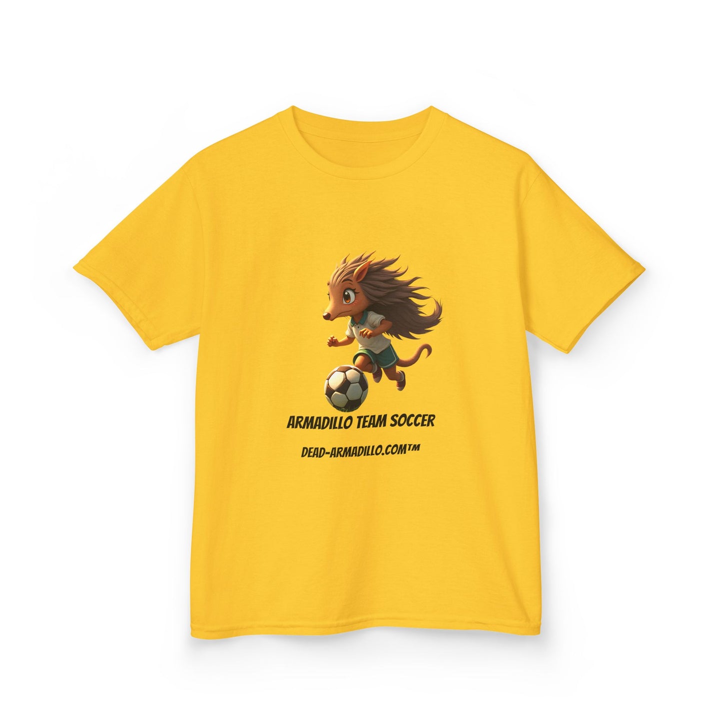 Kids Soccer T‑Shirt — Armadillo Team Soccer Cute Mascot Tee