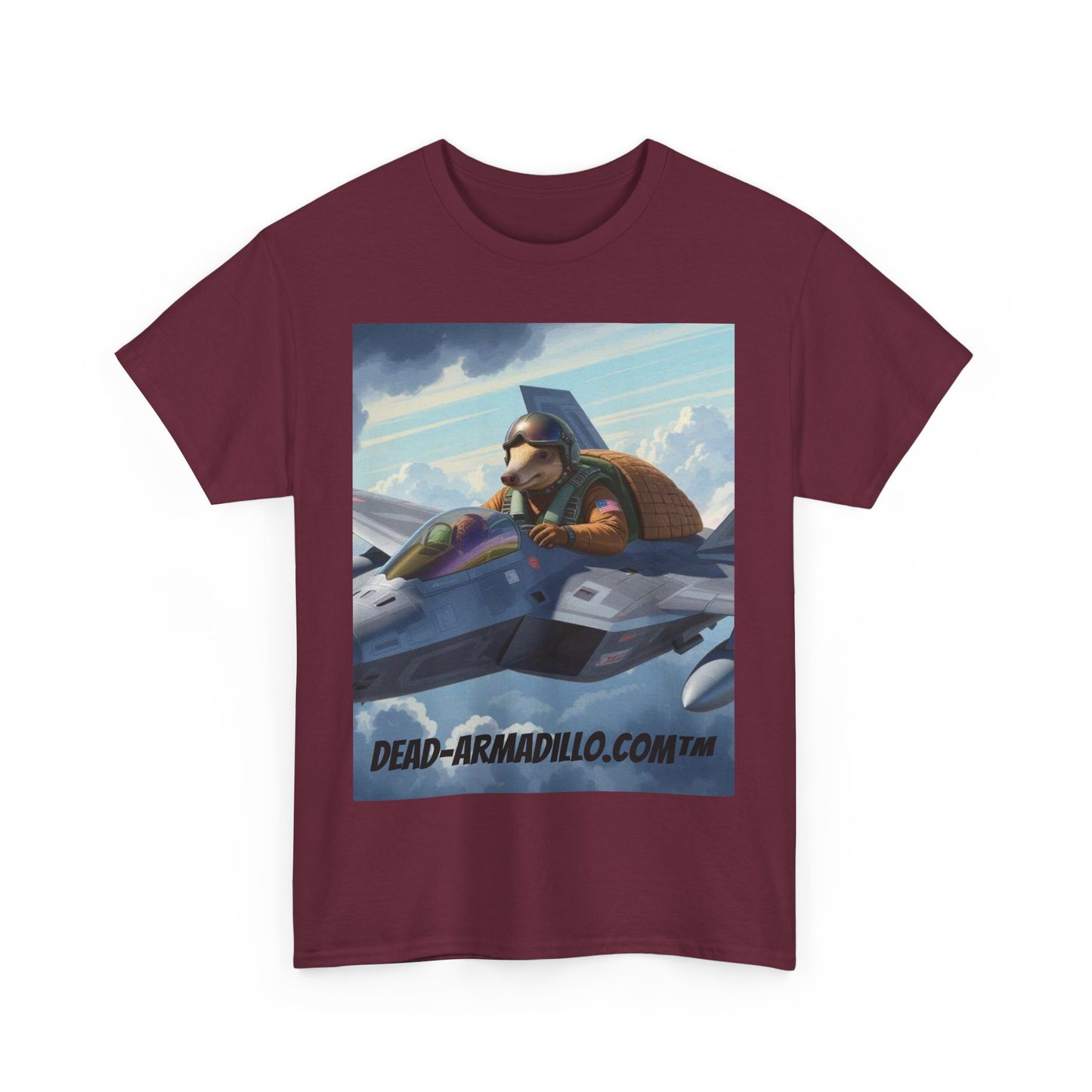 "Aviator Tee | Armadillo Flying a Jet Plane | Custom made by Dead-Armadillo.com™ | Clouds Zoom | Wild Blue Yonder"