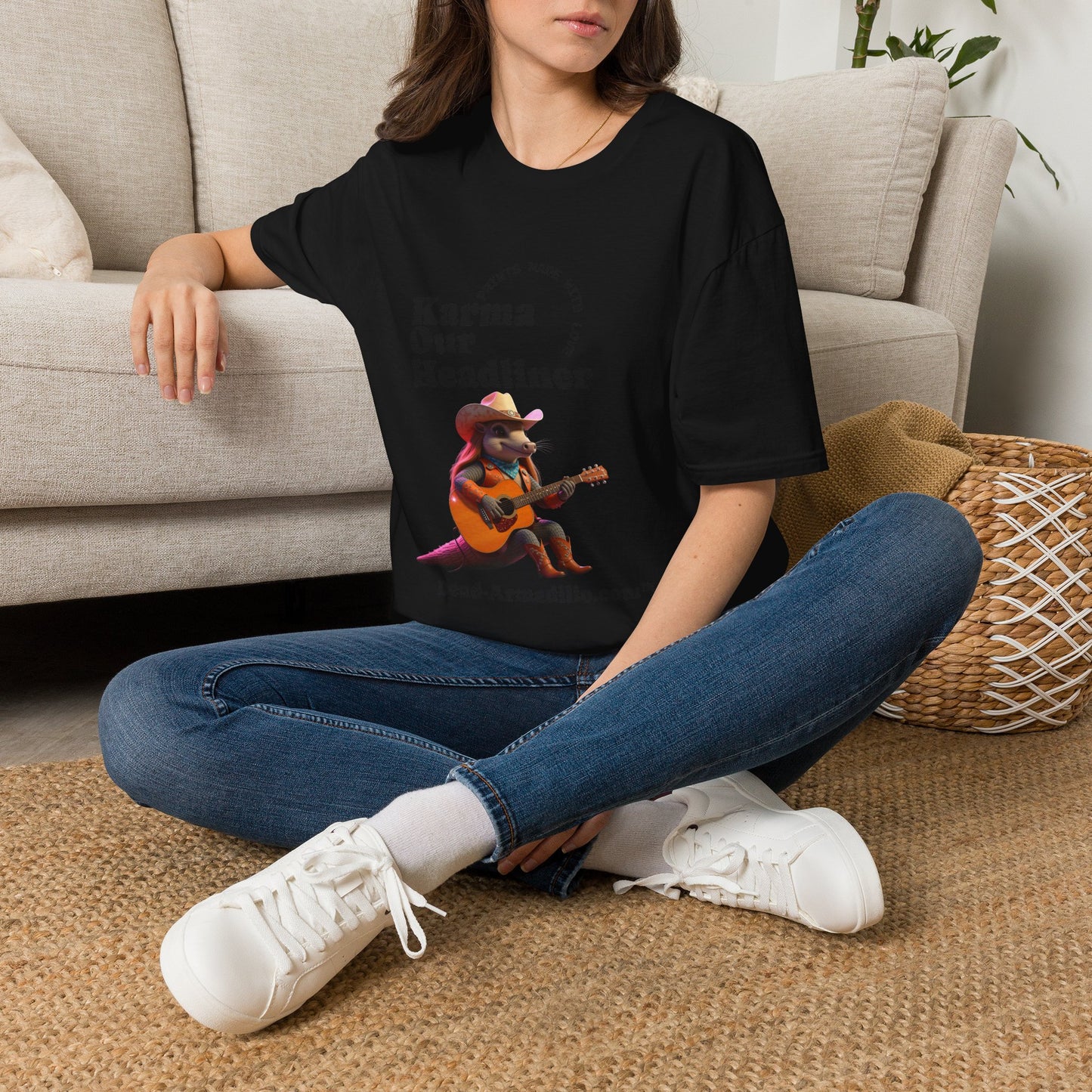 Karma "Our Headliner" | Playing Guitar Graphic Tee | Dead-Armadillo.com™