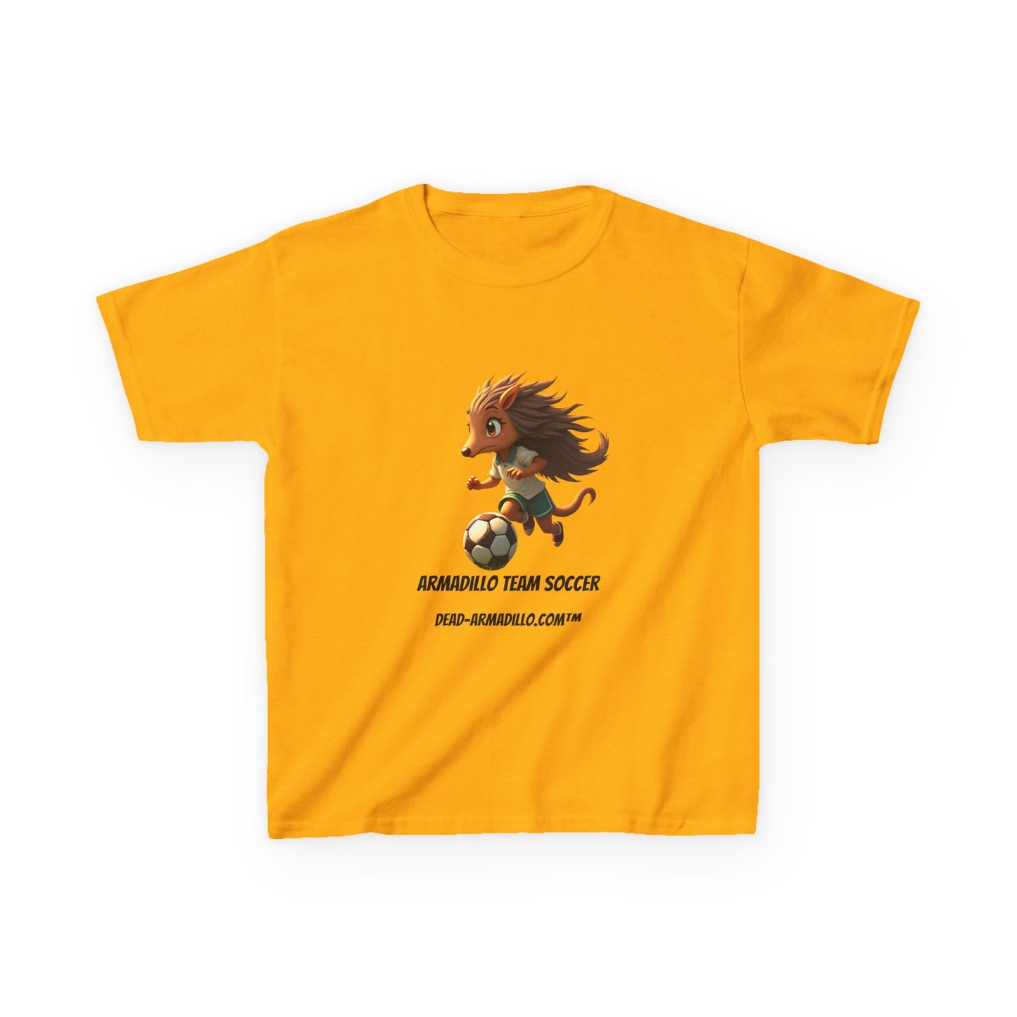 Kids Soccer T‑Shirt — Armadillo Team Soccer Cute Mascot Tee