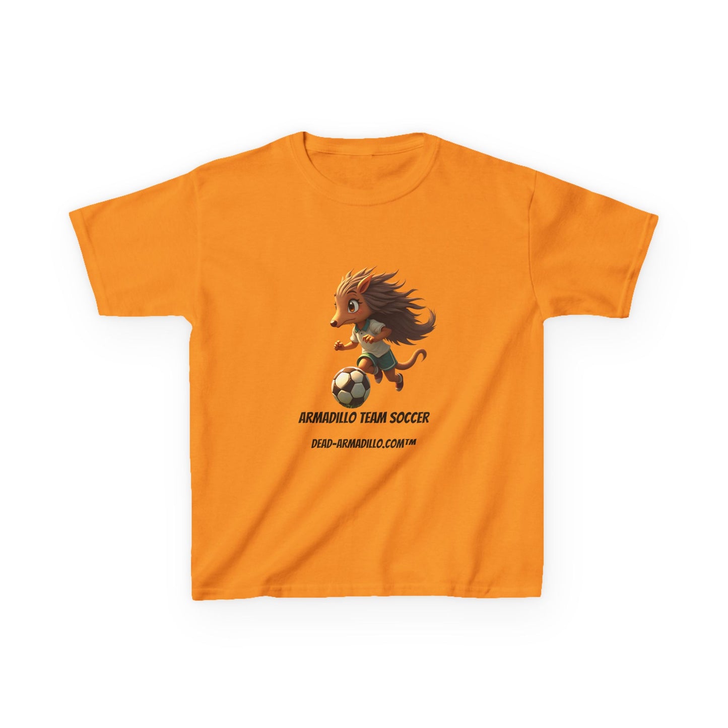 Kids Soccer T‑Shirt — Armadillo Team Soccer Cute Mascot Tee
