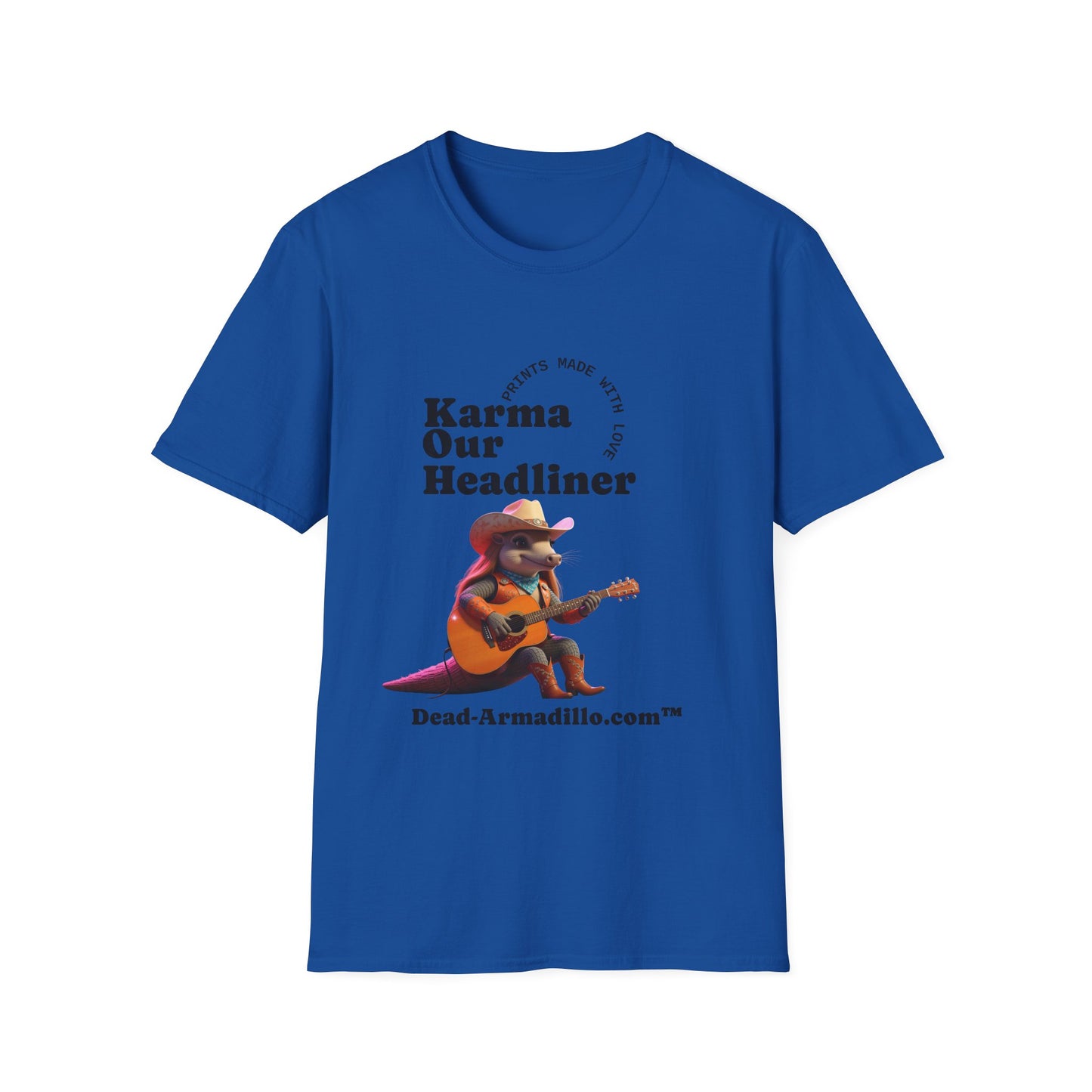Karma "Our Headliner" | Playing Guitar Graphic Tee | Dead-Armadillo.com™