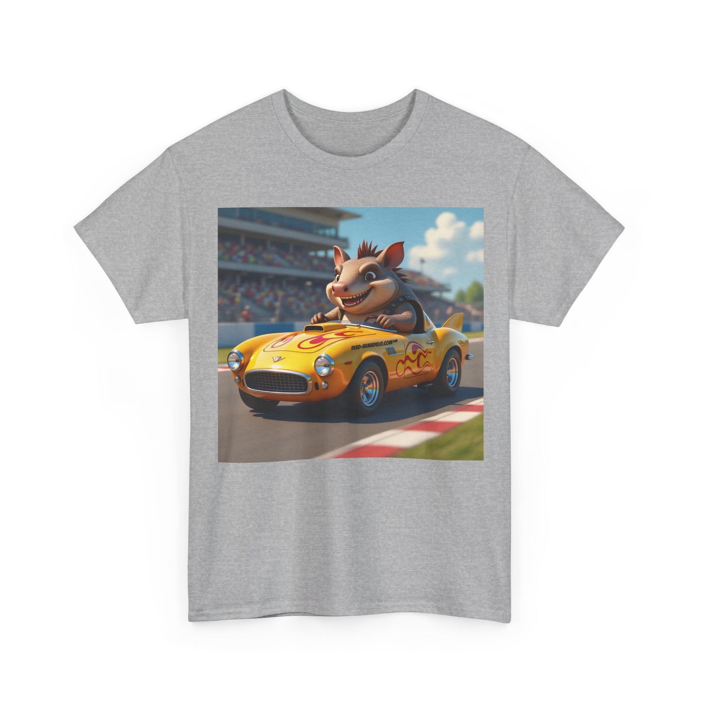 Cute Armadillo in Racing Car | Kids Sizing | Armadillo Racing | 2 sided Print  Tee | Dead-Armadillo.com