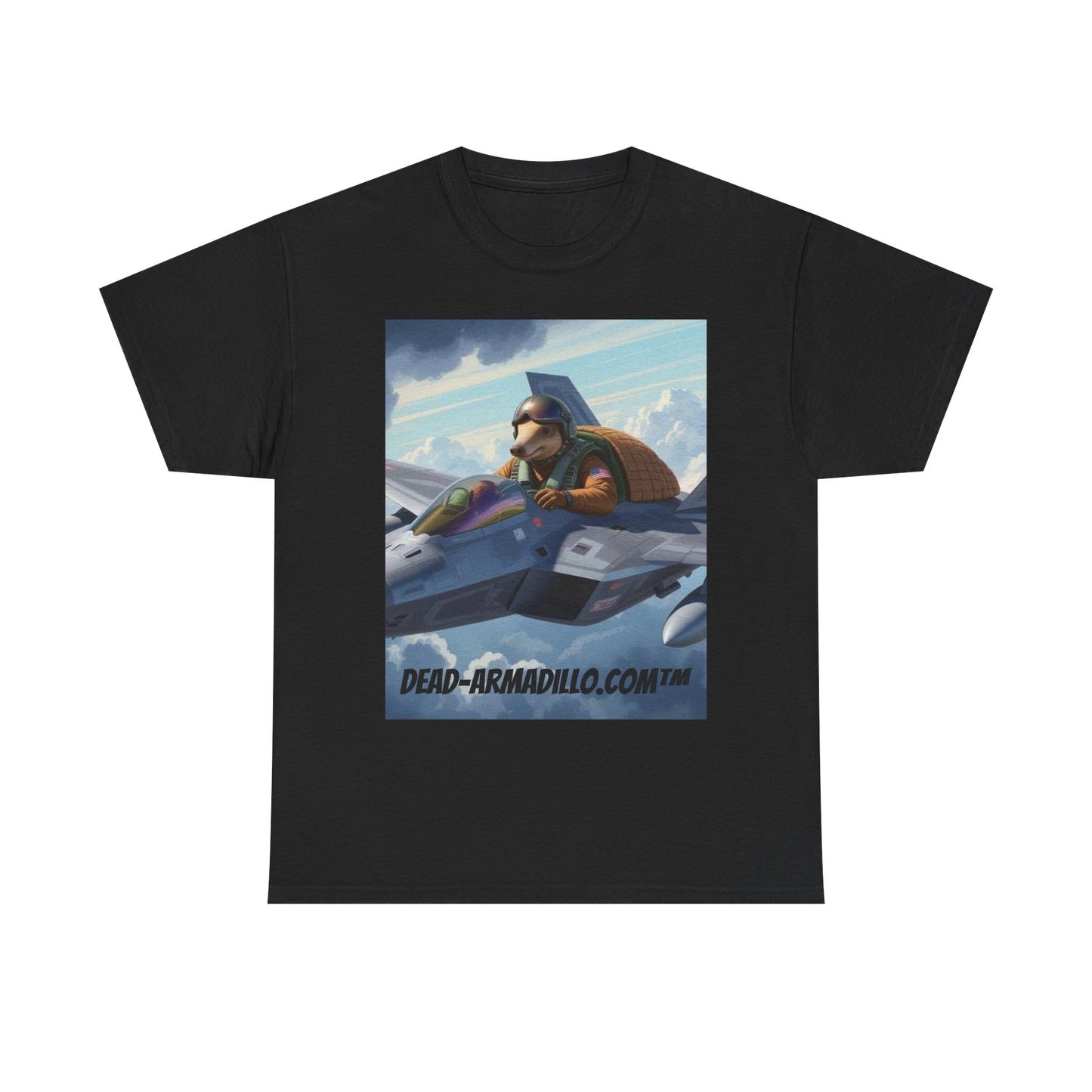 "Aviator Tee | Armadillo Flying a Jet Plane | Custom made by Dead-Armadillo.com™ | Clouds Zoom | Wild Blue Yonder"