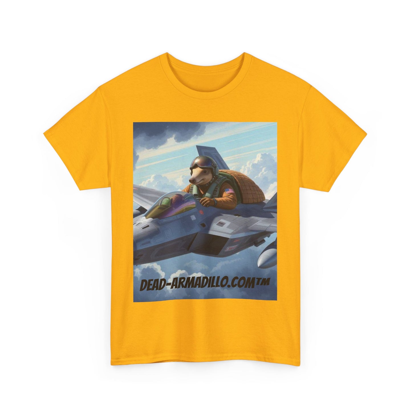 "Aviator Tee | Armadillo Flying a Jet Plane | Custom made by Dead-Armadillo.com™ | Clouds Zoom | Wild Blue Yonder"