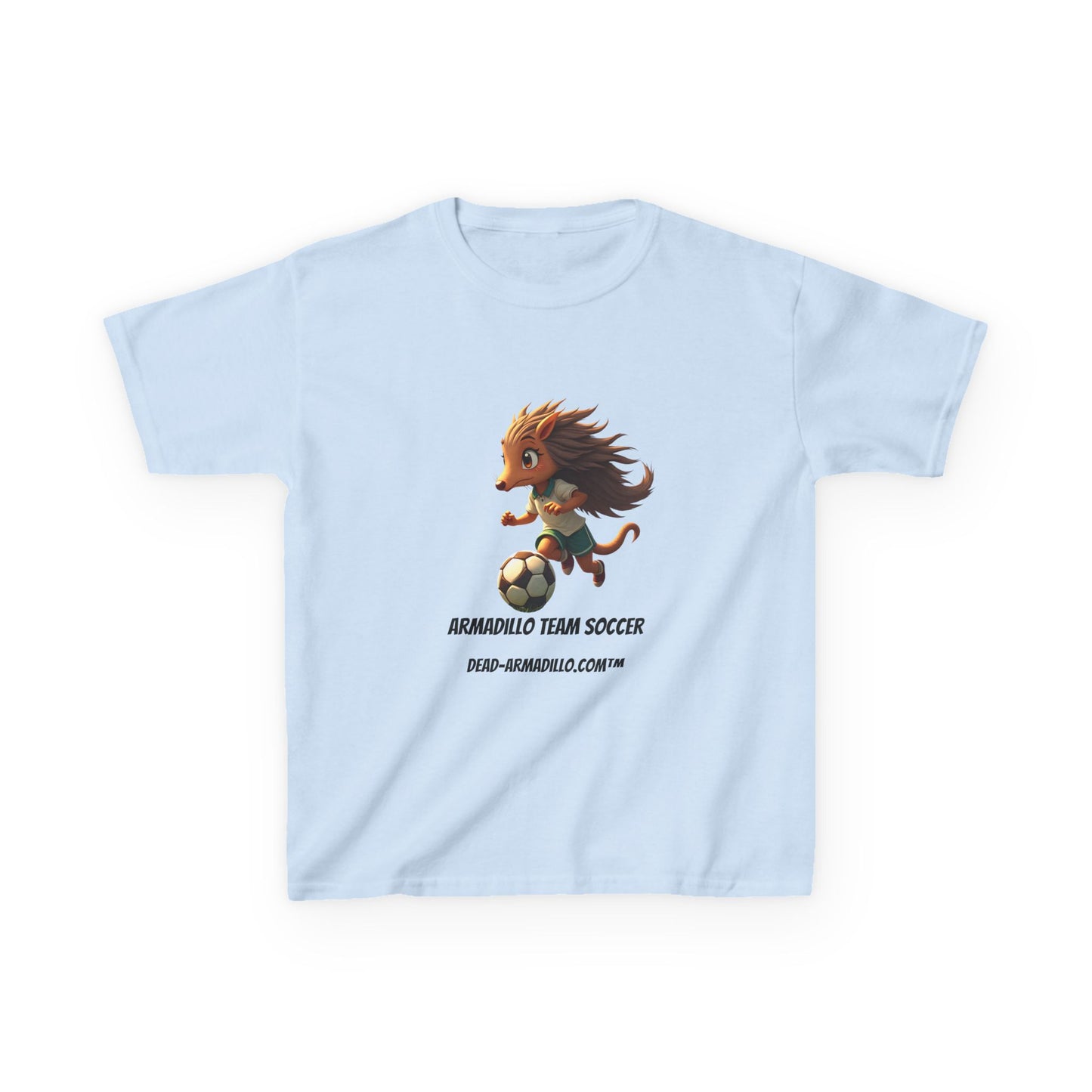 Kids Soccer T‑Shirt — Armadillo Team Soccer Cute Mascot Tee