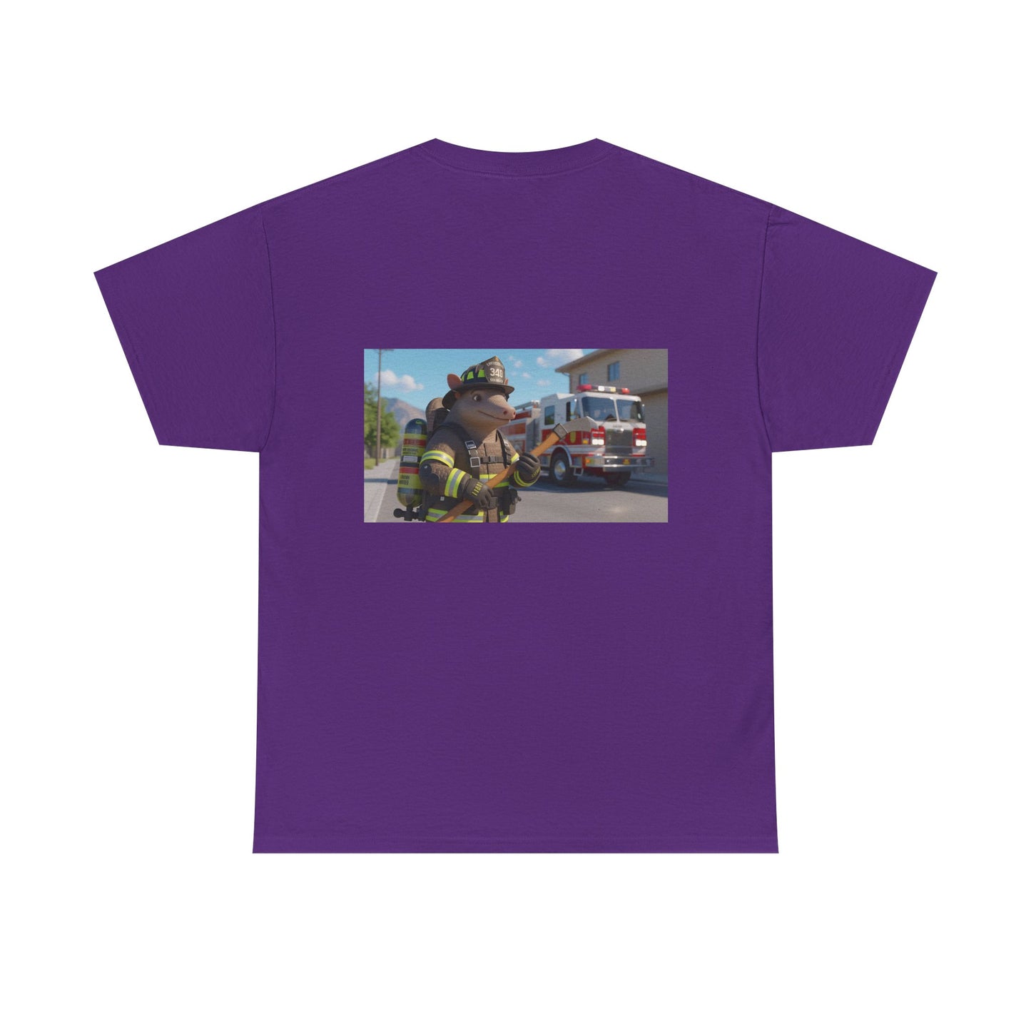 Firefighter Armadillo Tee | Custom Two Sided Print | Graphic Tee | Unisex Heavy Cotton Shirt | Fun Animal T-Shirt
