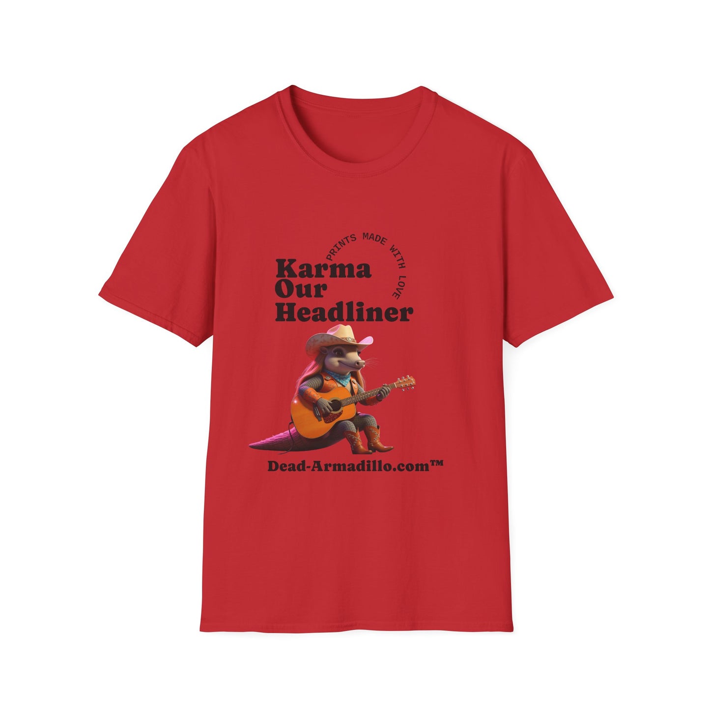 Karma "Our Headliner" | Playing Guitar Graphic Tee | Dead-Armadillo.com™