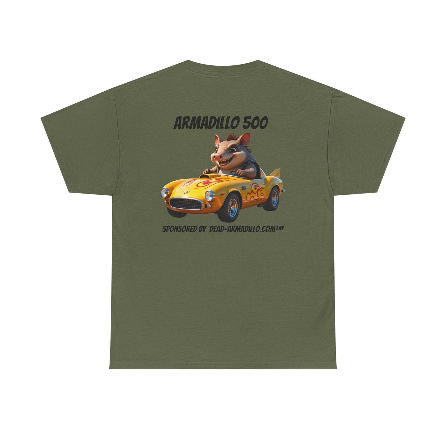 Dead-Armadillo.com | Car Racing Team | 2 Sided Tee Shirt | Black font