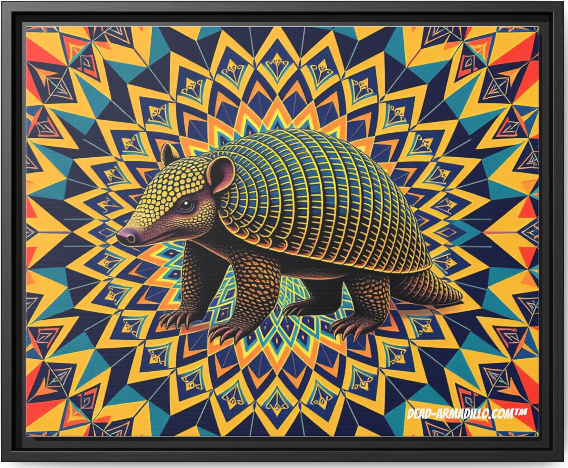 Camiseta de armadillo psicodélico | Arte de mandala geométrico | Diseño abstracto con estilo | Dead-Armadillo.com