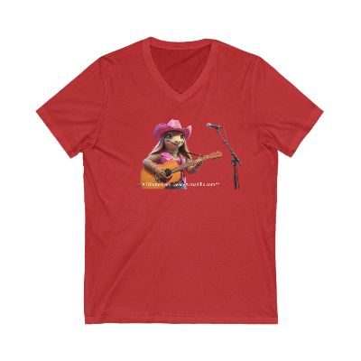 Fun Country Music V-Neck Tee | Cute Graphic T-Shirt | Cowboy Karma Tribute Tee | Gifts for Music Lovers | Concert Wear | Casual Summer Top