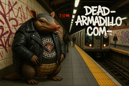 Camiseta gráfica | Armadillo en el metro de Nueva York - | Me encanta Nueva York | Camisetas personalizadas con temáticas extravagantes y caprichosas